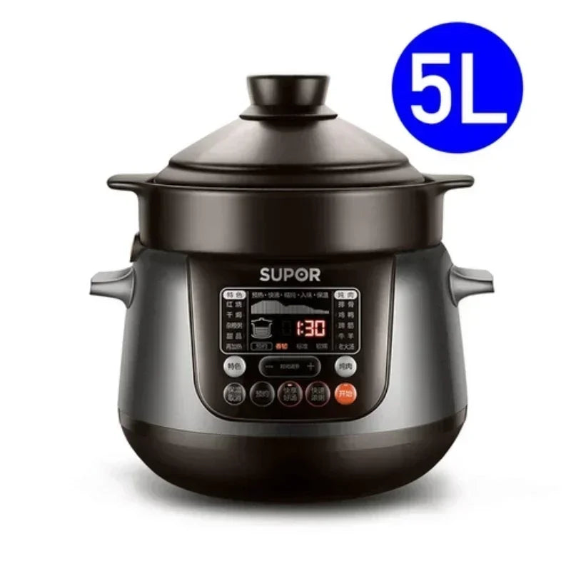 220V Electric Stew Pot Home Intelligent Automatic Soup Electric Casserole Purple Sand Ceramic Pot Slow Cooker Crock Pan AE