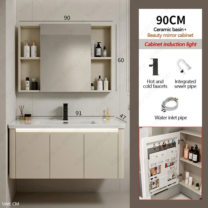 Modern Bathroom Vanity Wall Mounted Bathroom Storage Cabinet, High-Definition Mirror Integrated Bathroom Furniture Accessories