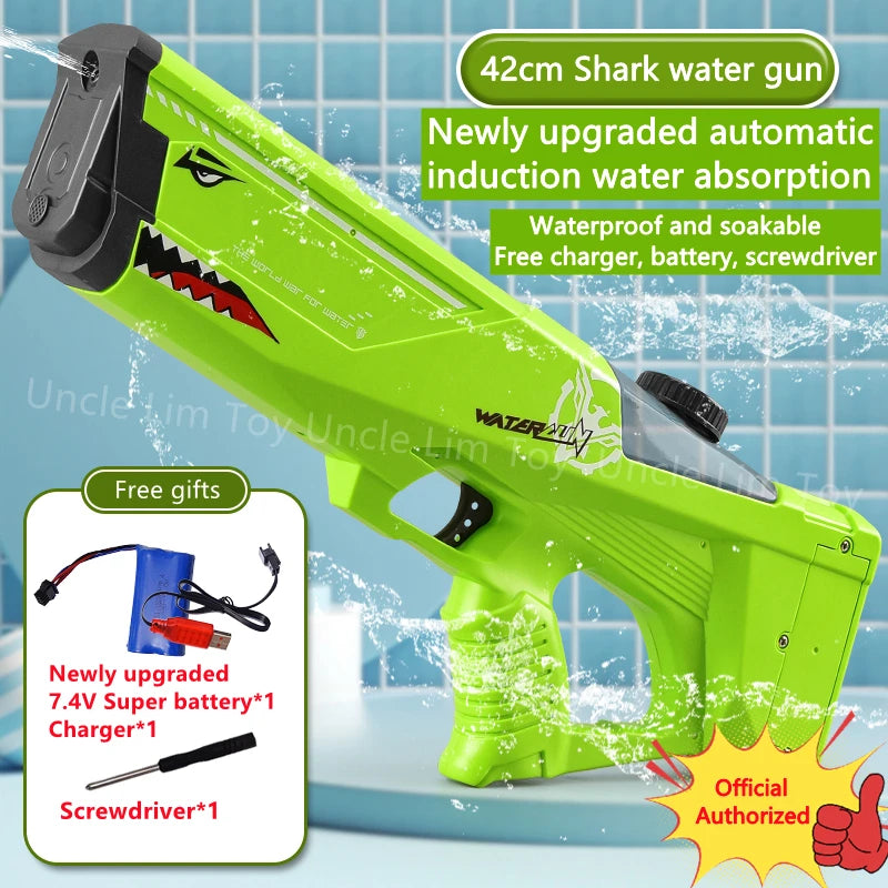 Large Capacity Water Guns Shark Adult Automatic Electric Water Gun Children Outdoor Beach Games Pool Summer Toys High Pressure