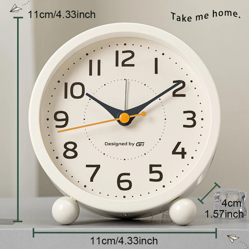 Children's alarm clock, metal material, silent operation time, with night light, suitable for bedroom, office, all scenes