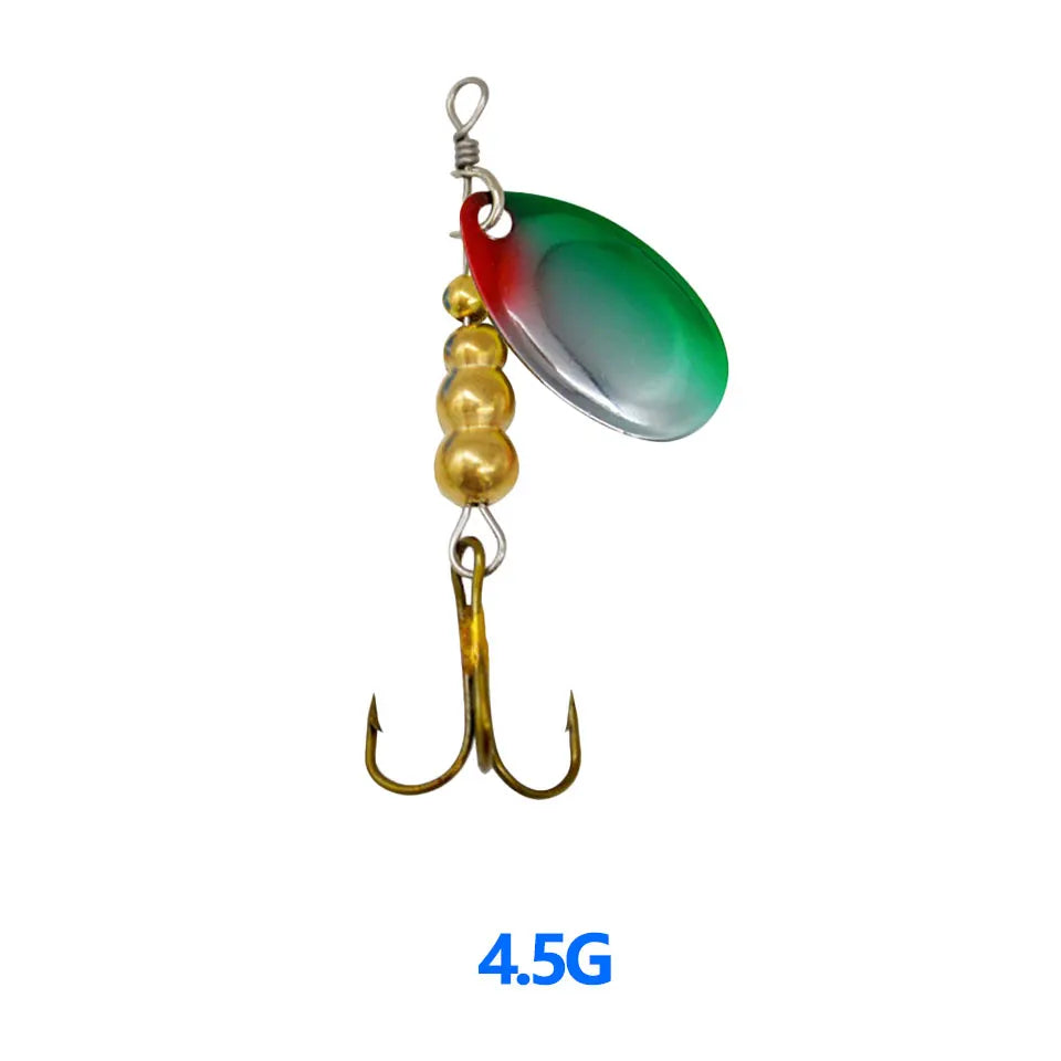 1Pcs 3G 3.5G 4.5G Spinner Lures Rotating Spinners Spoon Hard Bait Pike Metal With Treble Hooks Fishing Lure Pesca Tackle