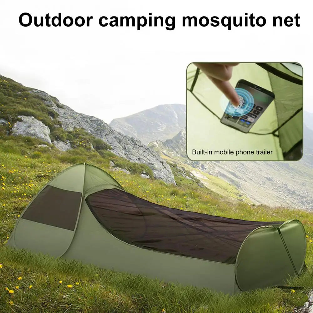 Lightweight Camping Tent Portable Lightweight Pop-up Tent with Phone Holder Breathable Net for Outdoor Camping Hiking Single