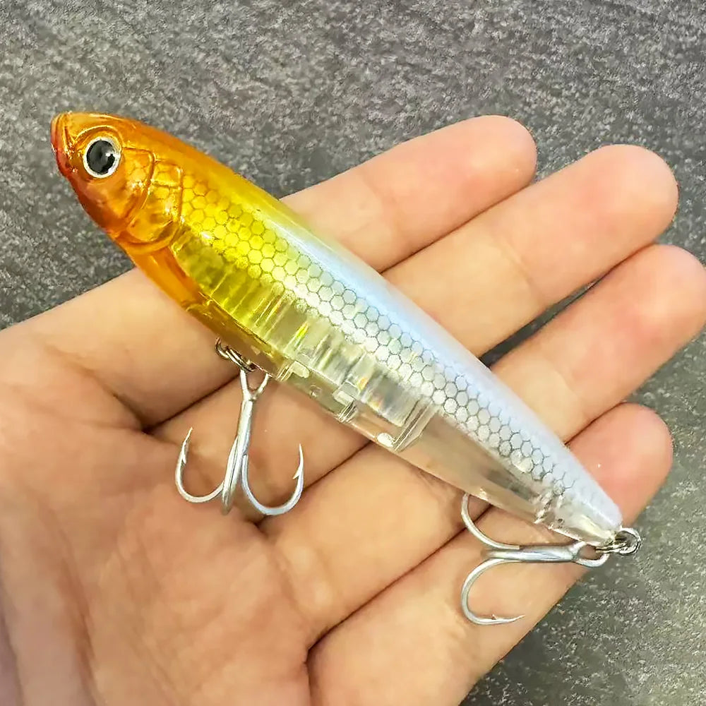 Floating Pencil Bait 17.5g 10cm Topwater Walk The Dog Fishing Lure 3D Swimbait Hook Popper Pesca Wobbler Minnow Rattle Cranbait