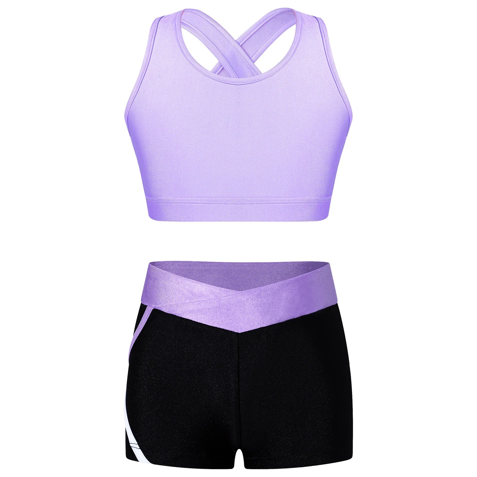 Children's Clothing Girls Ballet Dance Suits Crop Top + Shorts Sports Sets for Running Gym Workout Outfit 8 10 14 16 Kids Sets