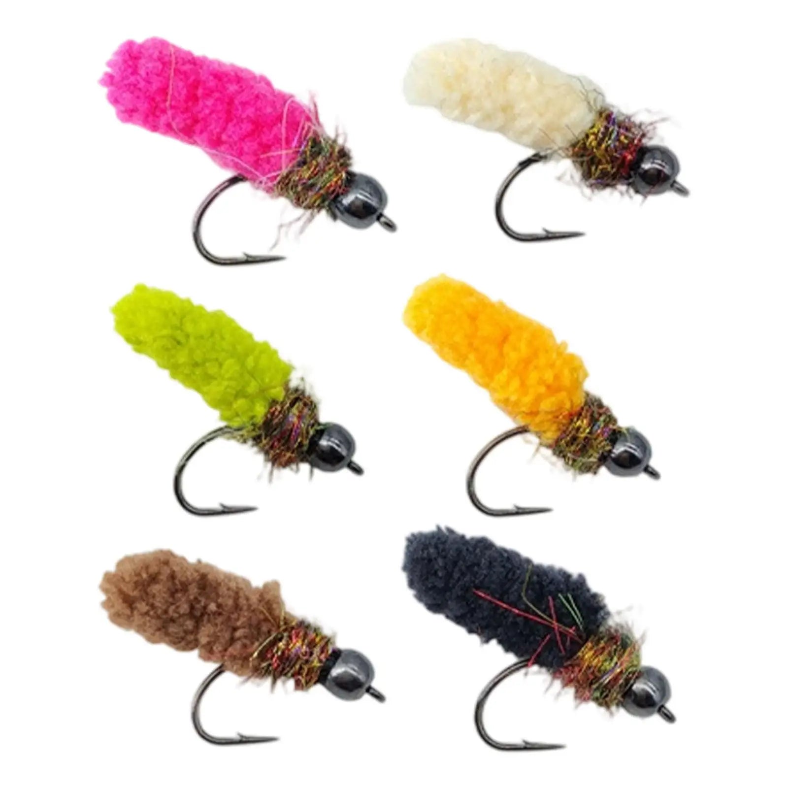 6 Pieces Fly Fishing Lures Artificial Baits Copperhead Freshwater Saltwater Nymphs for Panfish Salmon Bluegill Fishing Tackle