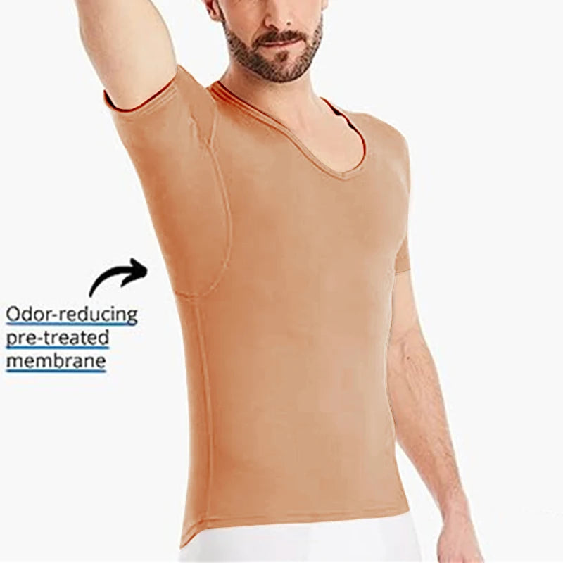Men Undershirts  Anti Perspiration T shirt  Against Underarm Sweat Proof T-shirt