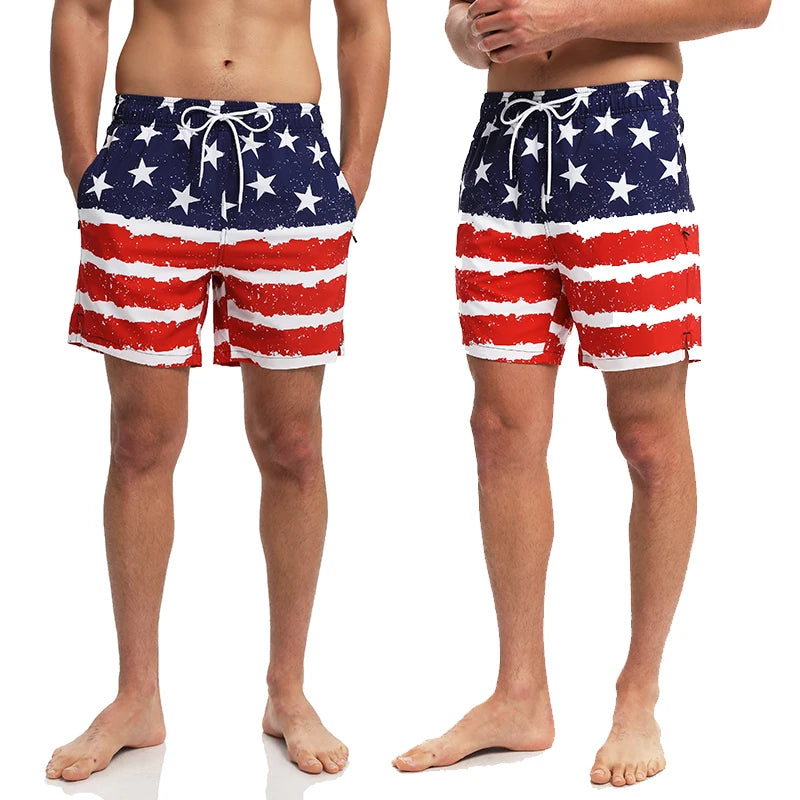 ESCATCH 2026 Summer New Style Mens Shorts 2 in1 Fitness Printing Traje De Baño Hombre Long Lining With Zipper Pockets Swimsuit