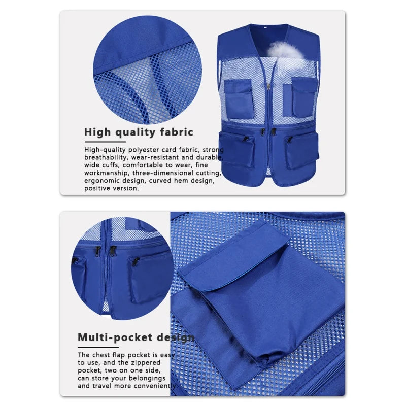 Outdoor Fishing Vest Fish Vest Quick Dry Hunting Vest Fishing Travel Vest Breathable L-3XL Multi-Pocket Mesh Jackets