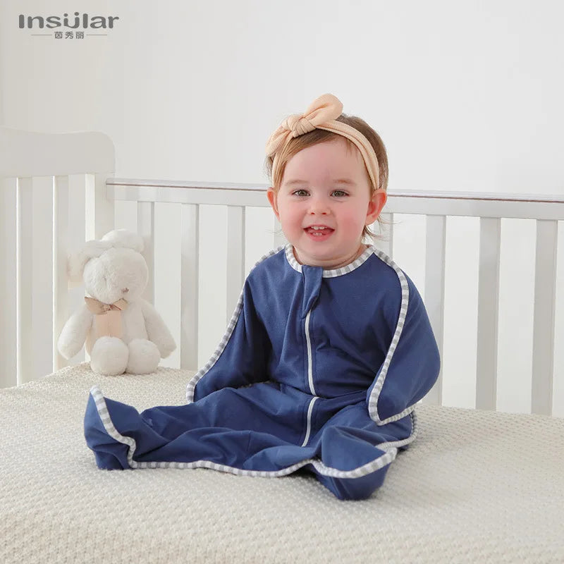 Newborn Baby Sleeping Bags Anti-shock Swaddle Blanket Double Zipper Sleepsacks Newborn Baby Cotton Sleepwear Comfy Sleep Sac