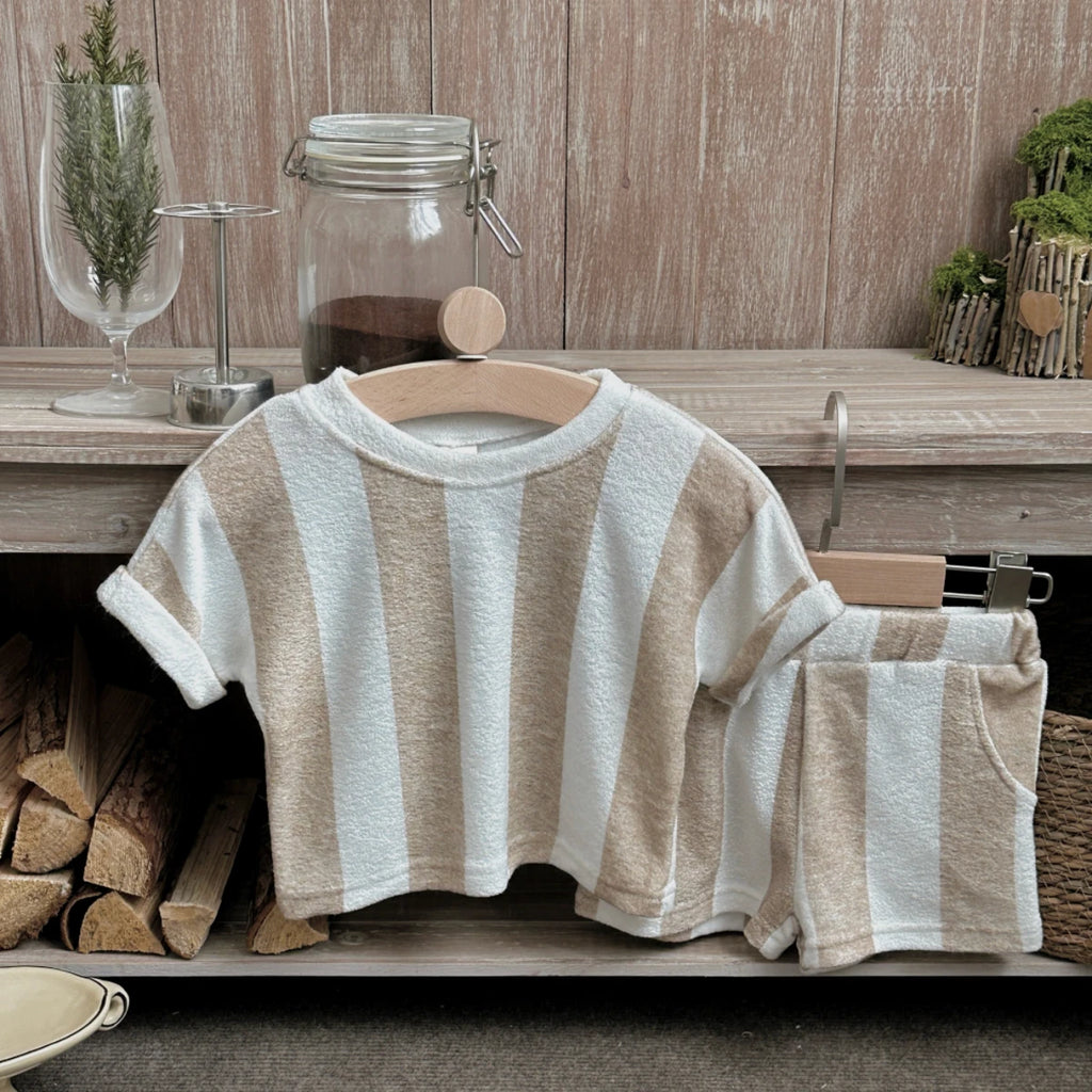 Kids Clothes Children's Striped Suit  Short-sleeved+shorts 2-piece T-shirt Summer Baby Clothes Children Clothing Boys Girls