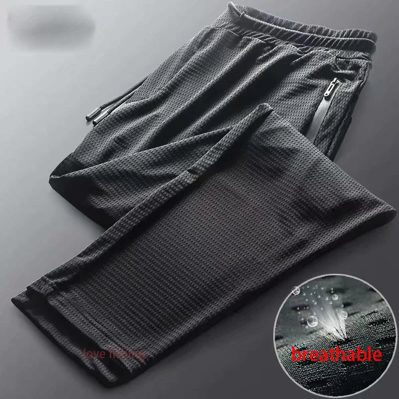 Summer Fishing Pants Outdoor Green Fishing Trousers feather Mesh Quick Dry Sport Thin Breathable Fishing Clothes Men Casual
