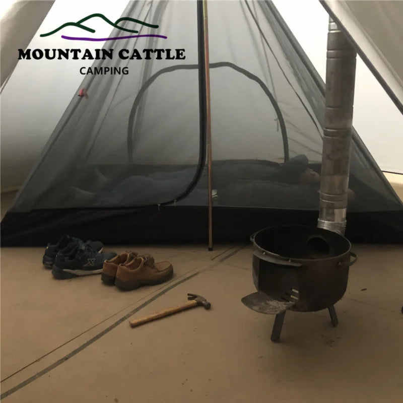 Ultralight Pyramid Inner Tent Outdoor Rodless Camping Teepee Inside Tent Summer Hanging Mesh Tent 1person/1-2person Two Sizes