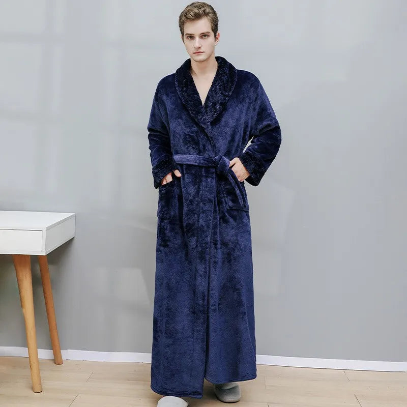 Female Autumn and Winter Warm Long Coral Velvet Thick Couple Bath Bathrobes Men Women Pajamas Shower Robe Bath Towels For Adults
