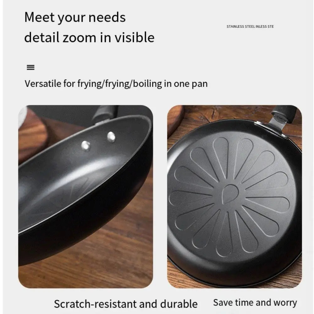 Round Egg Frying Pan 12/18/26/30cm Heat Resistant Non Stick Cooking Pots with Handle Non Toxic Induction Cooker Pans