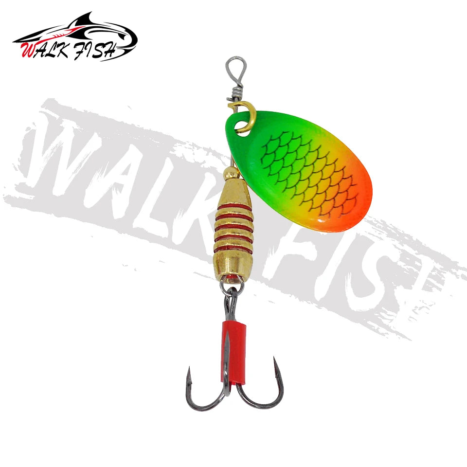 WALK FISH Spinner Lures 5.9cm 5g Rotating Spinners Spoon Hard Bait Pike Metal With Treble Hooks Fishing Lure Pesca Tackle