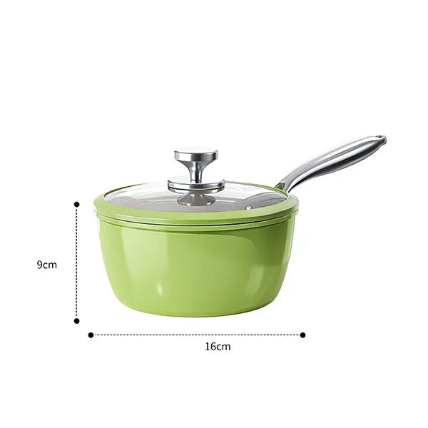 PGY Ceramic Nonstick Saucepan with Lid 16/18/20cm Milk Pot Kitchen Stewing Sauce Pan Noodle Cooking Pot Compatible All Cooktops