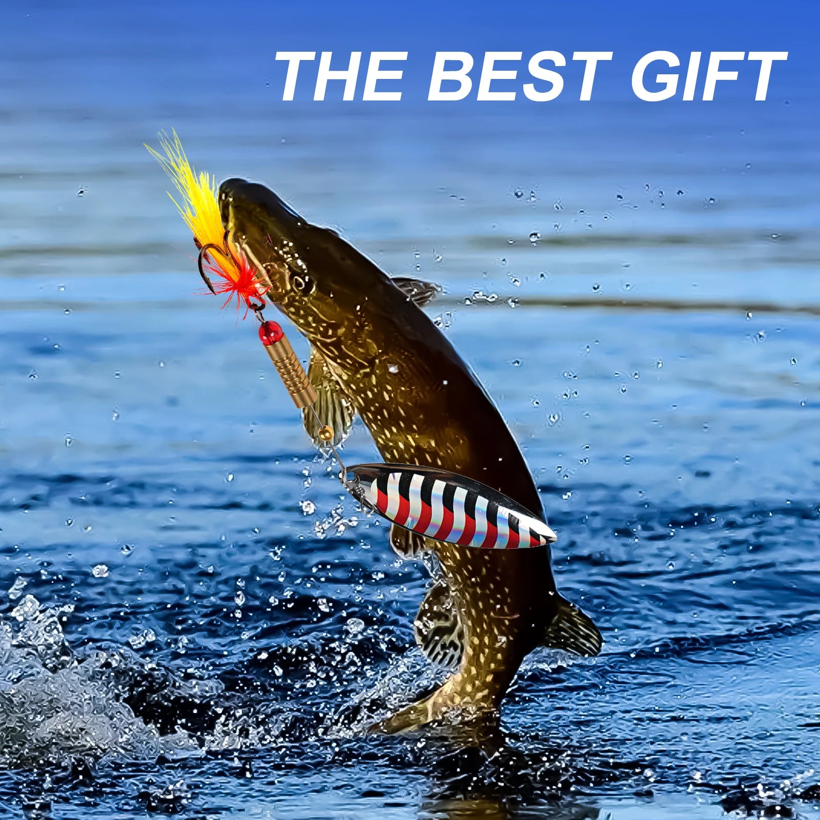 wondersee 17PCS Spinner Kit Fishin Lures with Feather Treble Hook Spoon for Bass Trout Perch Pike Rotating Long Casting Wobblers