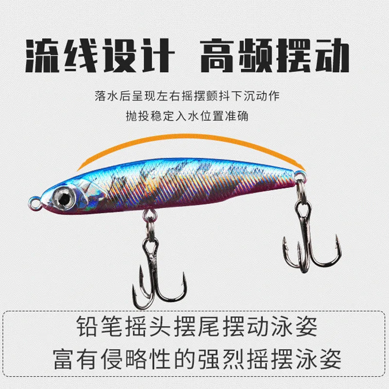 Micro Sinking Pencil Lure 3g 5g Mini Silver Fish Hard Bait All Depth Freshwater Saltwater Artificial Fishing Lure