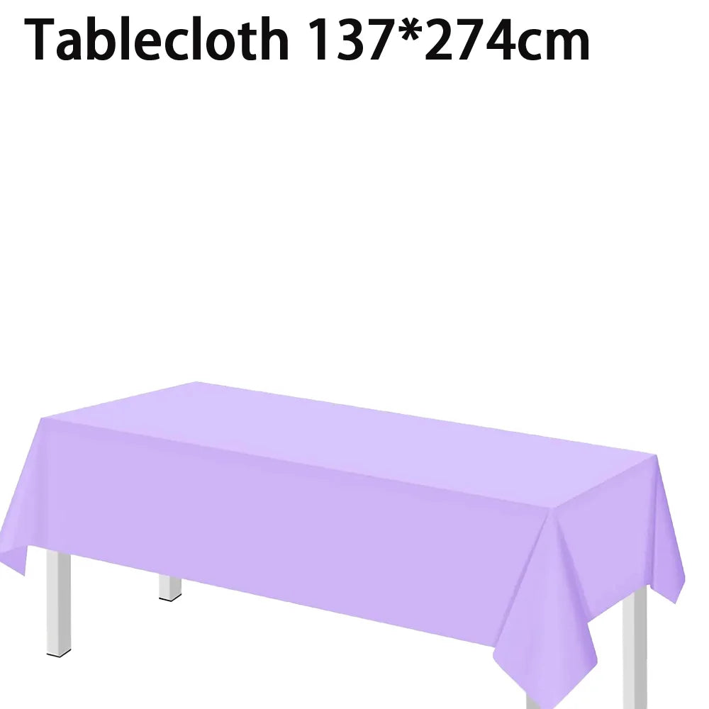 Solid color party supplies tableware paper plates cups napkins tablecloths suitable for birthday party guests banquet baby showe