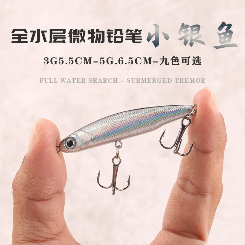 Micro Sinking Pencil Lure 3g 5g Mini Silver Fish Hard Bait All Depth Freshwater Saltwater Artificial Fishing Lure