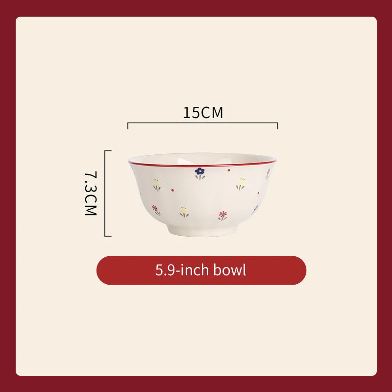 High Quality Vintage Ceramic Dinnerware Ceramic Soup Bowl Salad Pasta Plate Microwave Safe Colorful Ceramic Plates Bowls Set