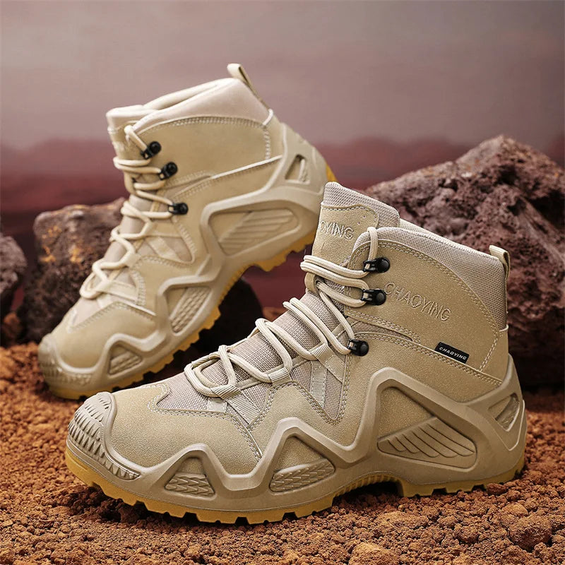 Mens Military Desert Waterproof Work Safety Shoes Climbing Hiking Shoes Ankle Men Outdoor Men Tactical Boots Army Boots