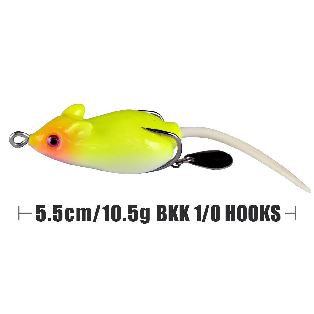1Pcs Topwater Soft Mouse Bait Fishing Lures 5.5cm 10.5g Treble Hooks Ray Frog Crankbait Artificial Bait Bass Pike Fishing Tackle