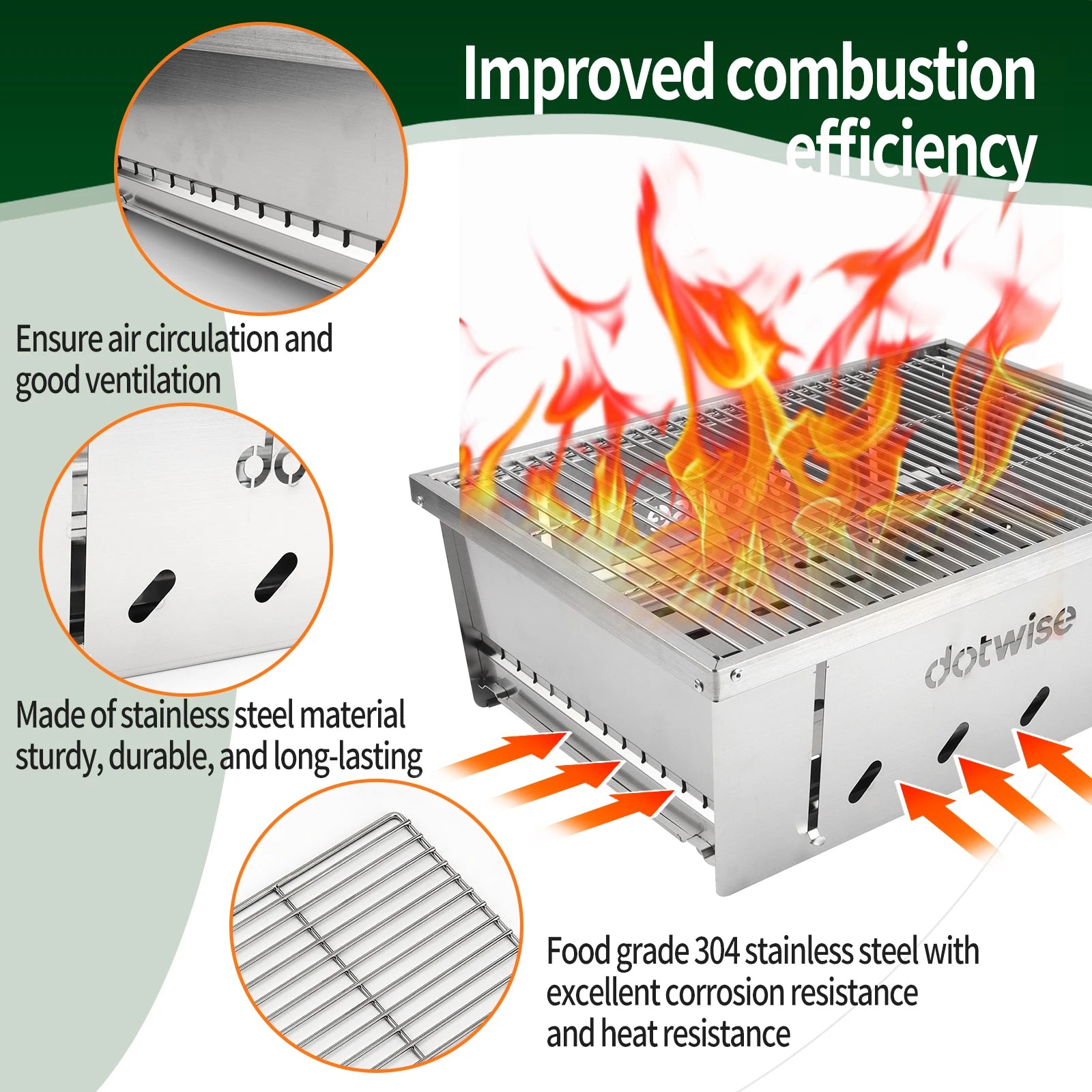 304 Stainless Steel Barbecue Grill Portable Outdoor Stove IGT Table Stove Folding Firewood Stove Barbecue Camping Stove