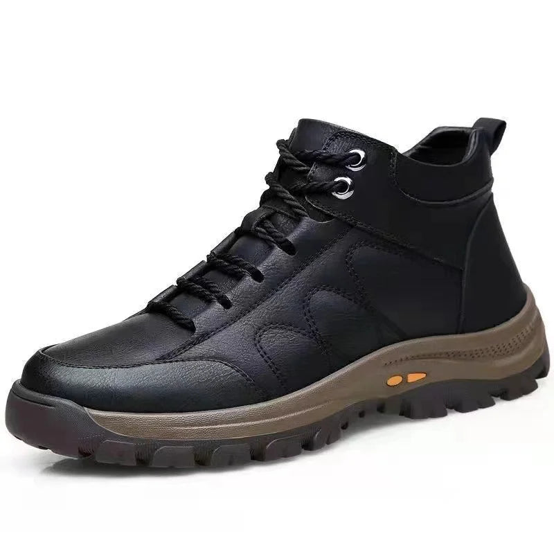 Men’s Winter Sneakers High Top Leather Lined Hiking Casual Sports Shoes
