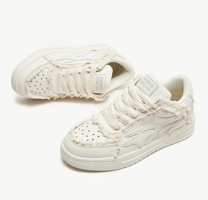 Unisex Shoes Tennis Retro Fashion Star Shoes White Leather Male Sneakers Couple Outdoor Sport Casual Shoes
