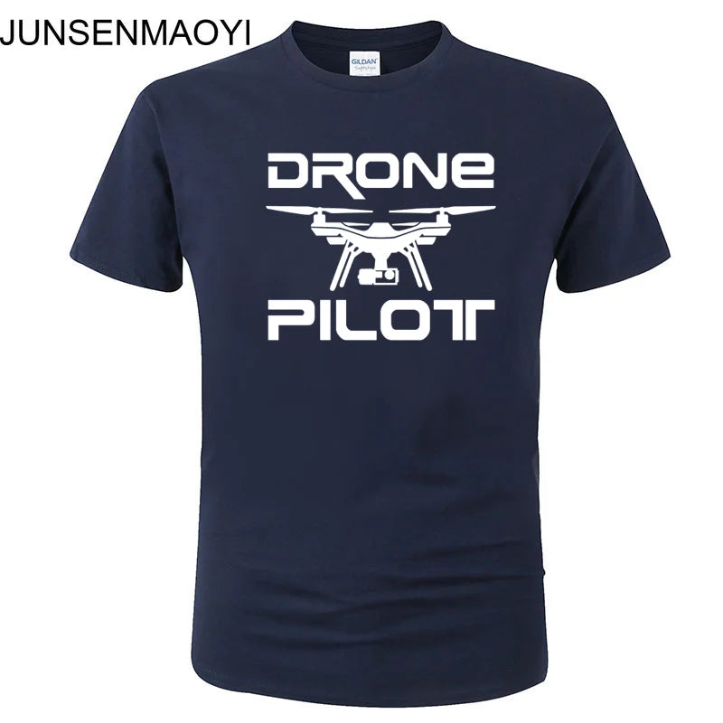 2025 New DRONE PILOTUAV Funny Printed T Shirt Summer Casual Cotton Short Sleeve O-Neck Men Clothing Brand Tee Plus Size XS-XXXL