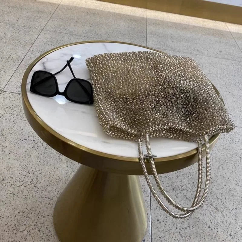 Women's handbag 2022 summer pure manual PVC woven shiny women's bag, Single Shoulder Messenger Bag