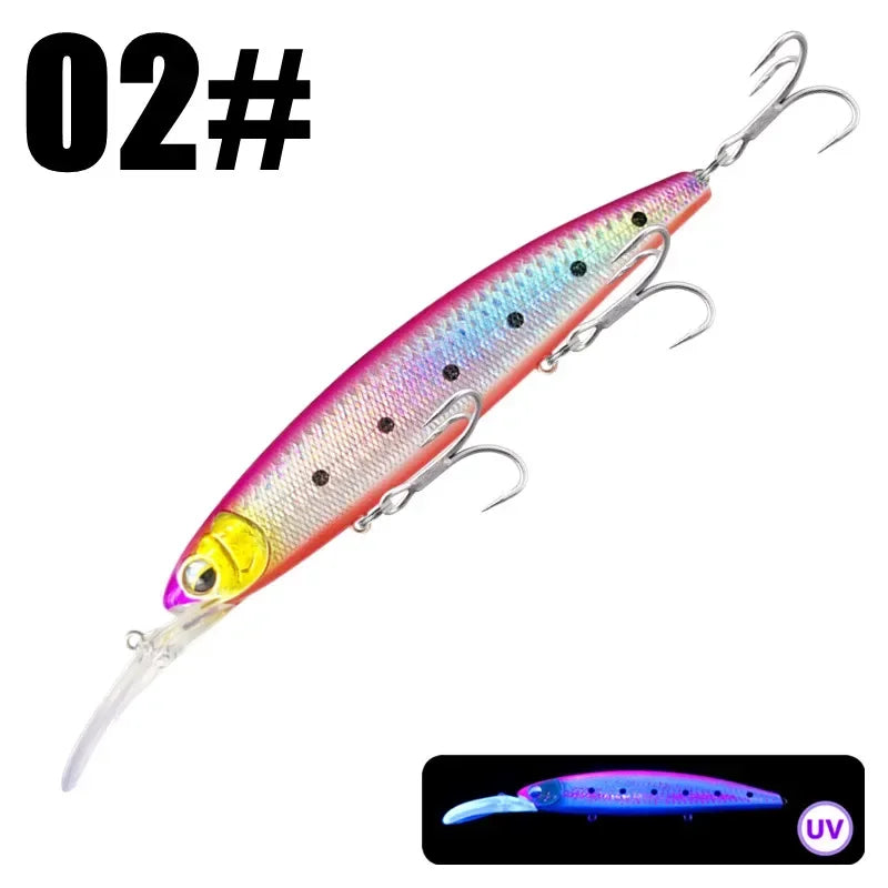 Ultra Long Casting Floating Wobbler Minnow Hard Bait 128mm 29g Flounder Sea Bass Saltwater Sea Fishing Lure Depth 0.8-5m