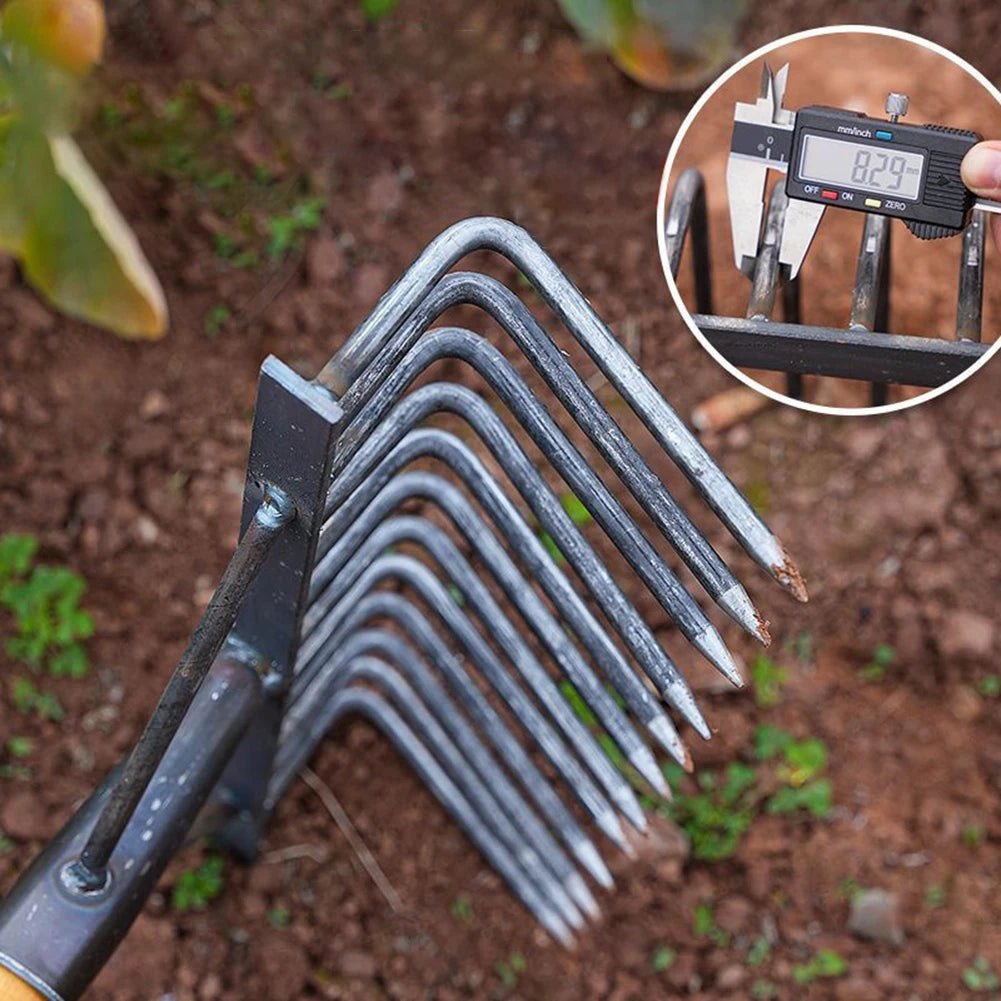 4/7/9/12 Teeth Weeding Hoe Rake Farm Tool Weeding Scarifier Artifact Agricultural Nail Harrow Carbon Steel Garden Weeding Tools