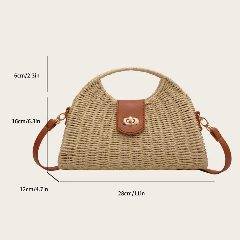 Women Crossbody Bags Handmade Summer Woven Shell Hand-Woven Bag Fashion Holiday Casual Simple Elegant Lady Beach Purse