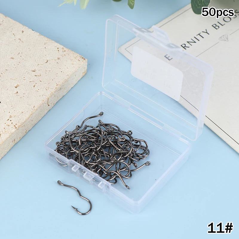 50pcs Premium Fishing Hooks Barbed Design For Anti-Slip & Secure Fish Grip | Reliable For Freshwater And Saltwater Hunting