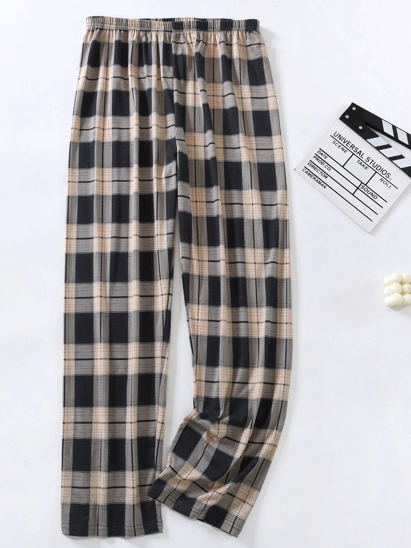 Good-Looking Men's Pajama Pants for Spring, Autumn, and Summer, Thin Long Pants, Plus Size, Loose Plaid Home Pants for Middle-Aged Dads