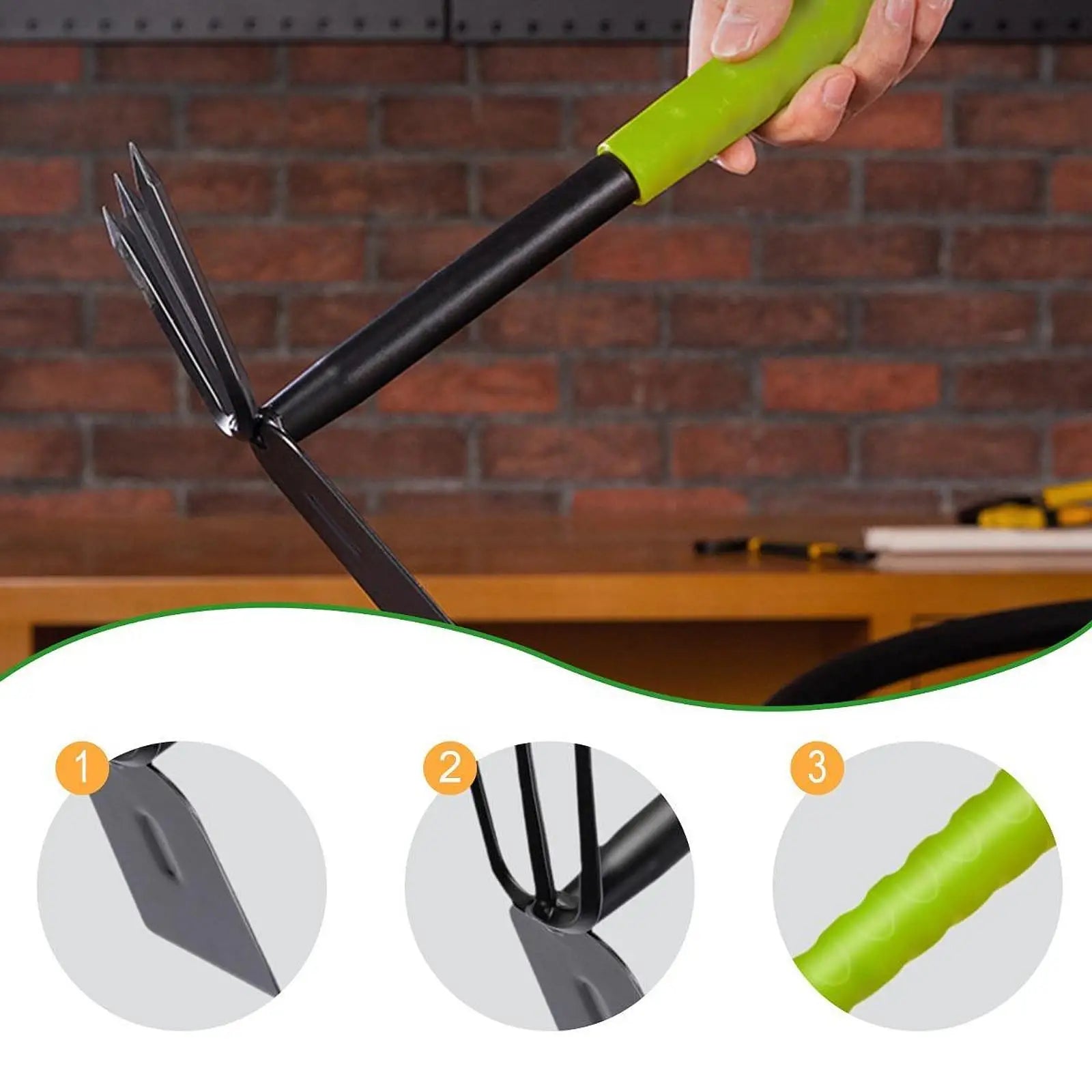 Hoe and Cultivator 2 in 1 Heavy Duty Garden Rake 3 Claw Tiller Garden Tool for Loosening Soil Yard Tilling Cultivating Digging