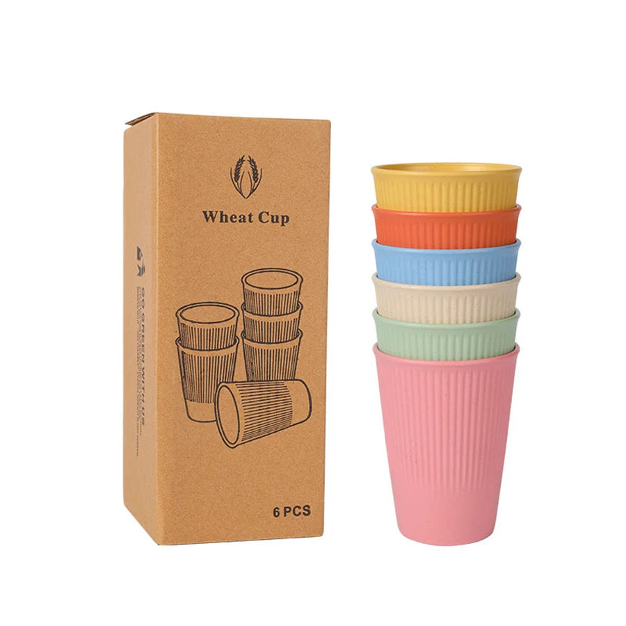Wheat Straw Dinnerware Set Eco-friendly Safety Plates Cups Bowels Home Party Tableware Set Outdoor Camp Candy Colour Gift