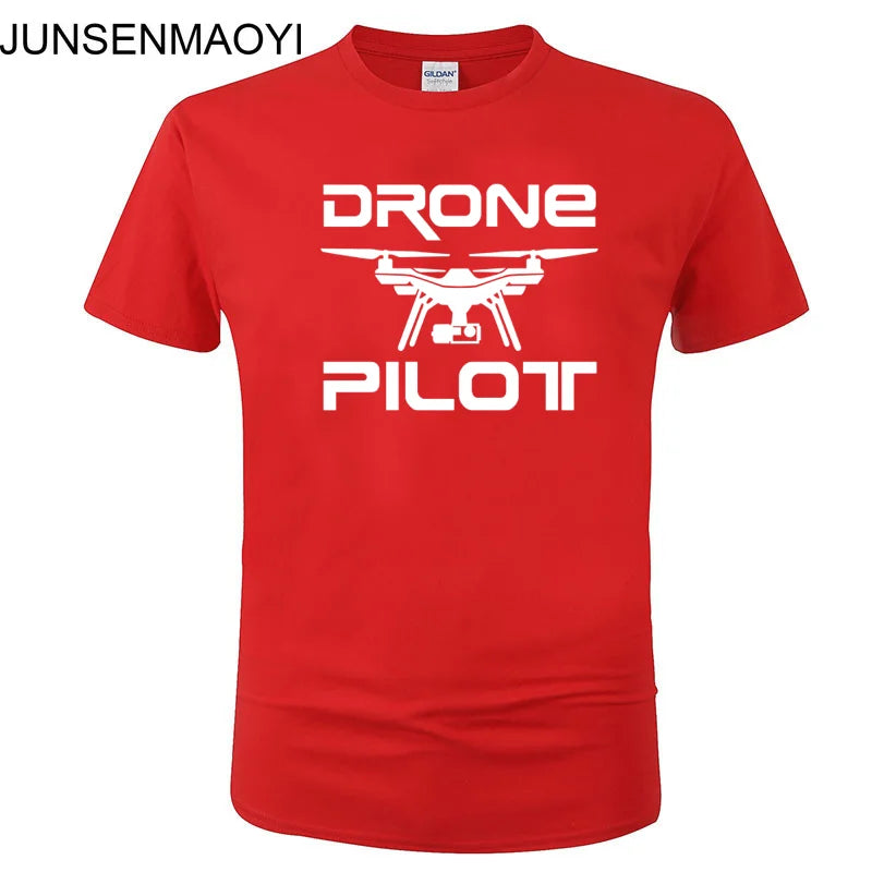 2025 New DRONE PILOTUAV Funny Printed T Shirt Summer Casual Cotton Short Sleeve O-Neck Men Clothing Brand Tee Plus Size XS-XXXL