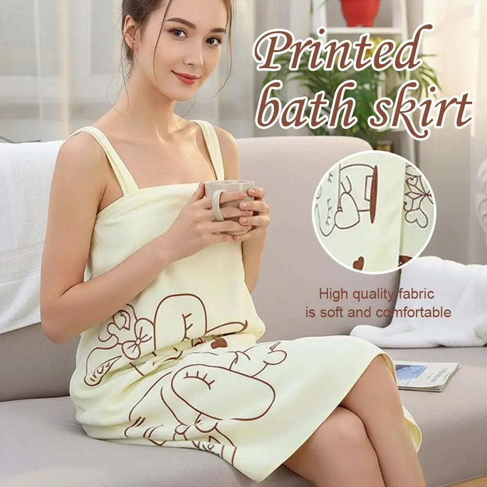 Wearable Towel Women Soft Absorbent Bath Skirt Quick Dry Bathrobes Shower Wash Clothing Beach Swim Post Wash Clothing ﻿