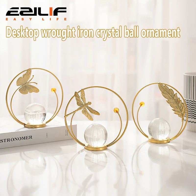 European Home Furnishings TV Cabinets Creative Decorations Living Room Foyer Light Luxury Desktop Iron Crystal Ball Ornaments