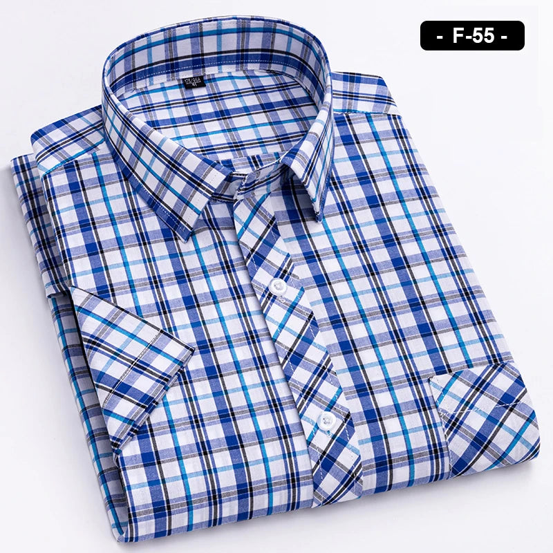 Plaid Short Sleeve Shirts For Man Cotton Checked Colorful New Fashion Summer Young Boy Beach Clothing Confortable Casual Shirts
