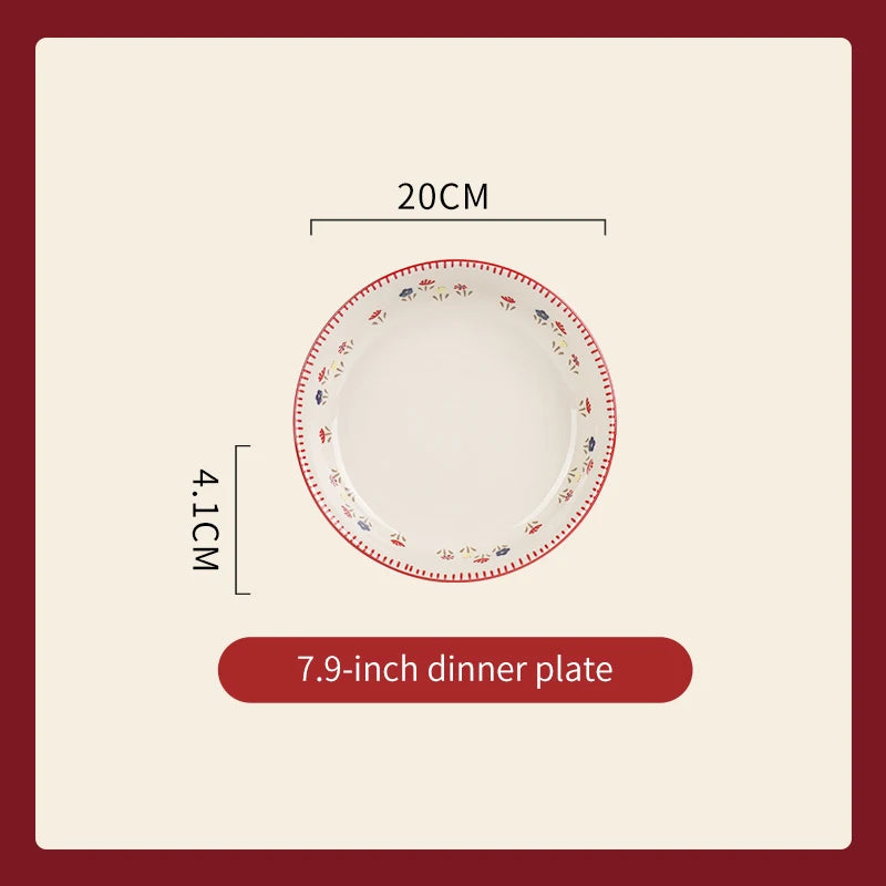 High Quality Vintage Ceramic Dinnerware Ceramic Soup Bowl Salad Pasta Plate Microwave Safe Colorful Ceramic Plates Bowls Set