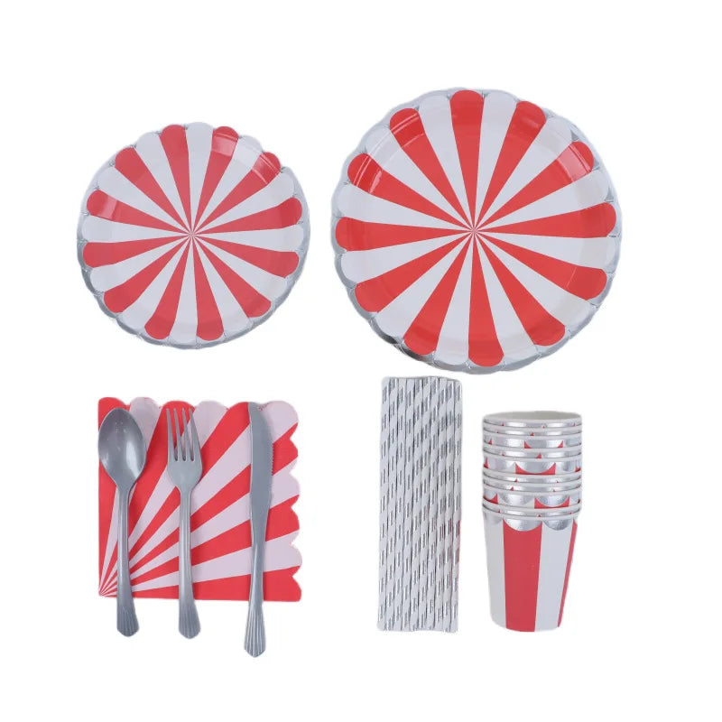 10 pcs Disposable  Paper Plates & Cups Set with Elegant Gold Rim Ideal Birthday Decorations and Cake Serving Party Decorations