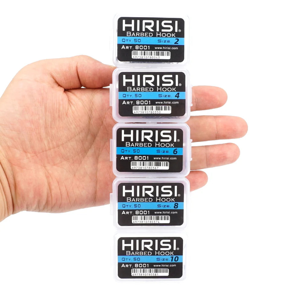 Hirisi 8001 100Pcs Fish Hook  PTFE Coated High Carbon Stainless Steel Anti-Rust Sharp Barbed With Eye Fishing Accessory