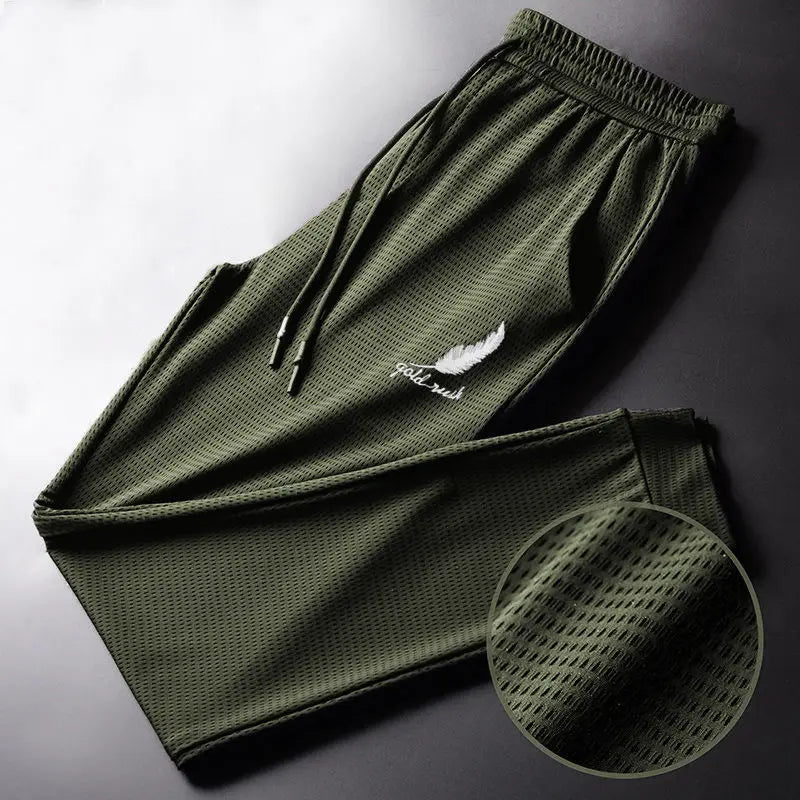 Summer Fishing Pants Outdoor Green Fishing Trousers feather Mesh Quick Dry Sport Thin Breathable Fishing Clothes Men Casual