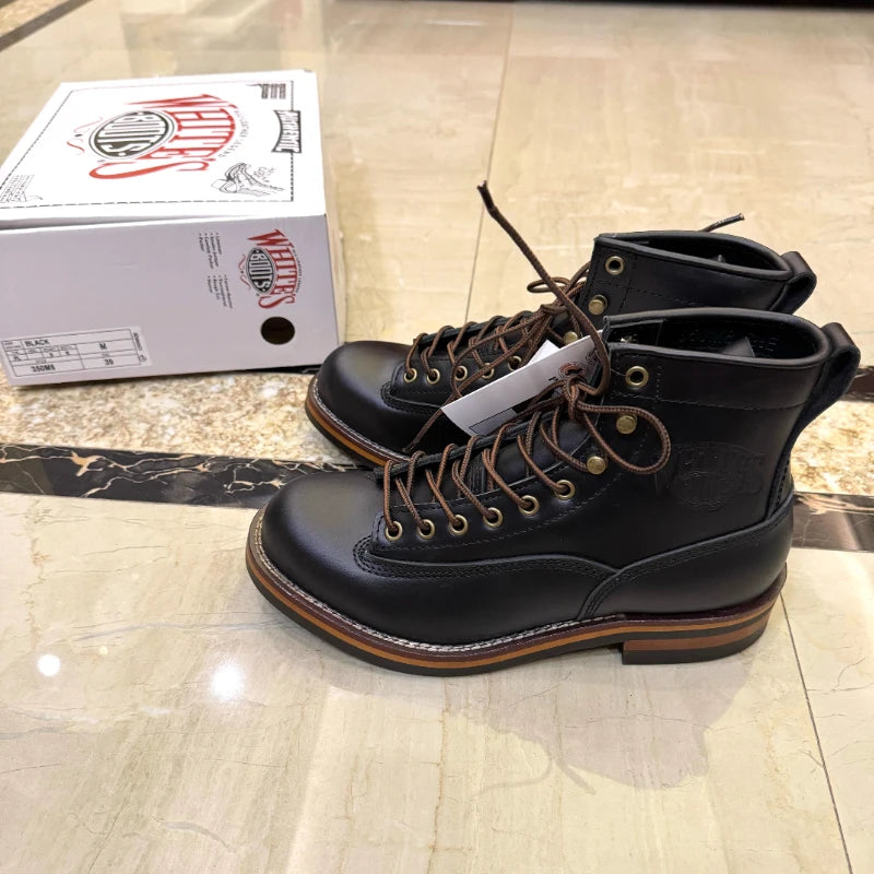 Men's Trekking Boot Vintage Motorcycle Boots Casual Men Ankle Boots Cowhide Leather Shoes  Men's Trekking Boot botas para moto