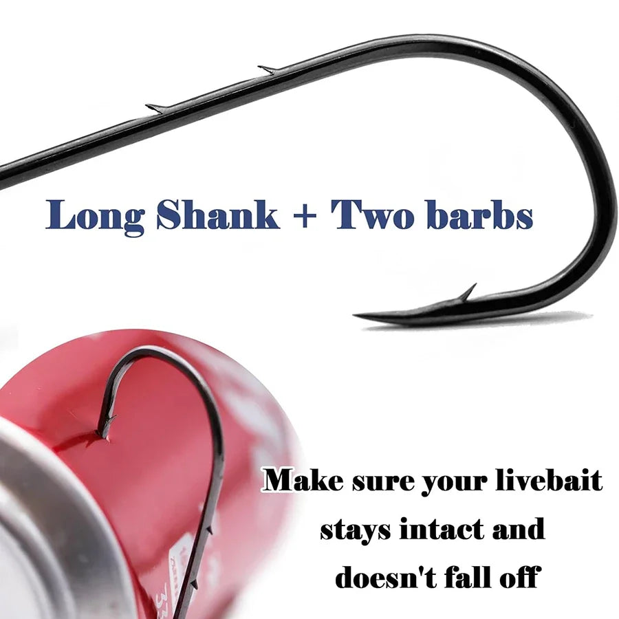 Fishing Hooks 100Pcs Baitholder Bait Hook High Carbon Steel Long Shank Fishing Hooks with 2 Baitholder Barbs Size 1/0-8/0
