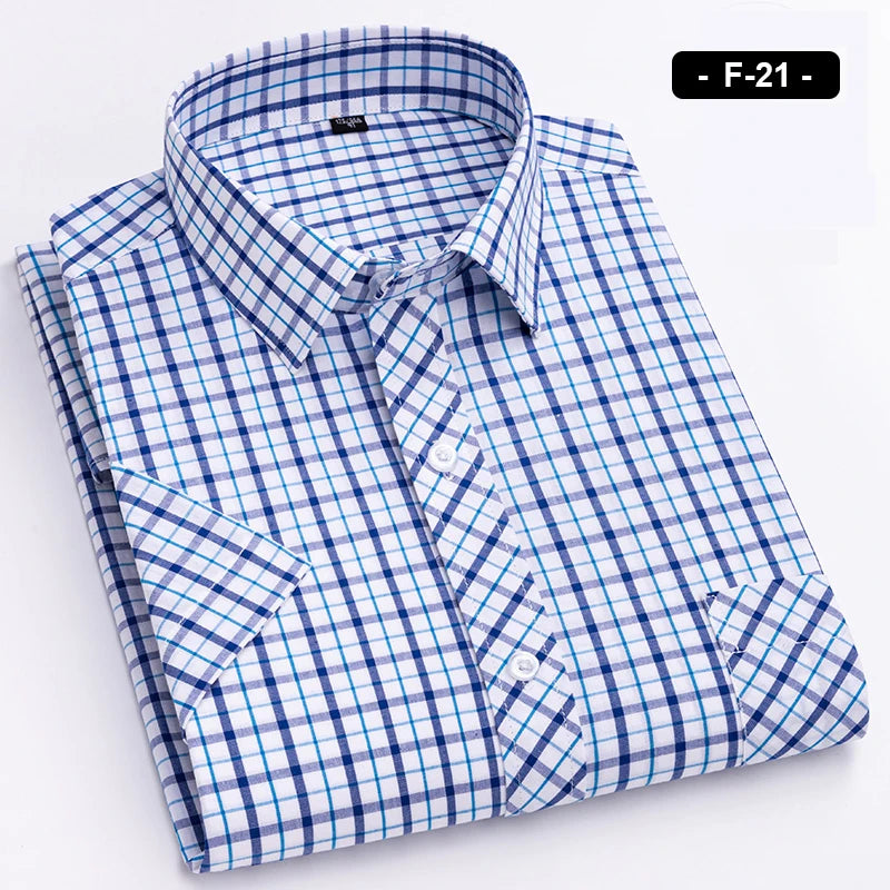 Plaid Short Sleeve Shirts For Man Cotton Checked Colorful New Fashion Summer Young Boy Beach Clothing Confortable Casual Shirts